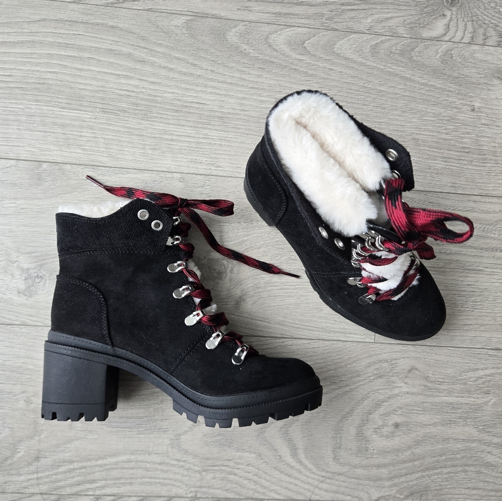 Call It Spring Black Boots with Red Laces